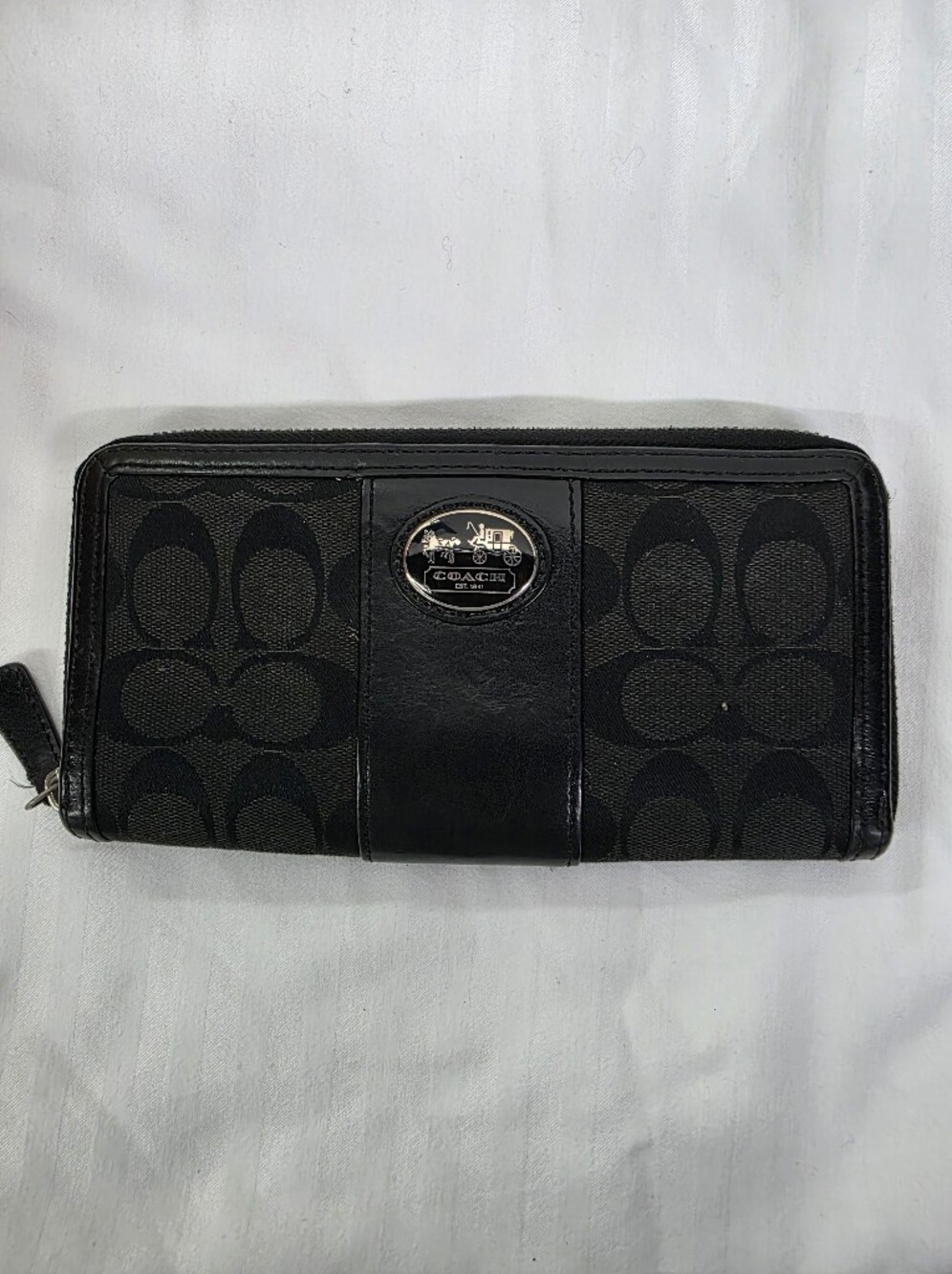 Coach Black Signature Zip Wallet